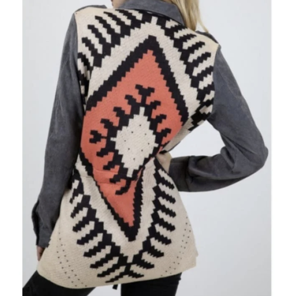 Davi & dani Aztec print long sleeve button up jacket